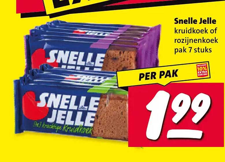 Snelle Jelle kruidkoek of rozijnenkoek pak 7 stuks