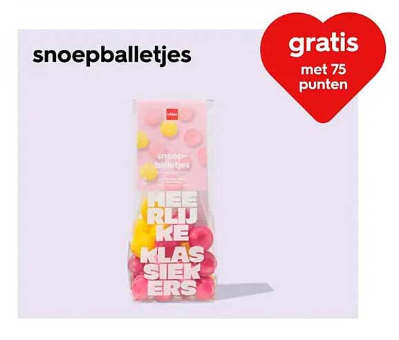 snoepballetjes gratis met 75 punten