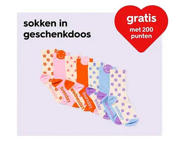 sokken in geschenkdoos gratis met 200 punten