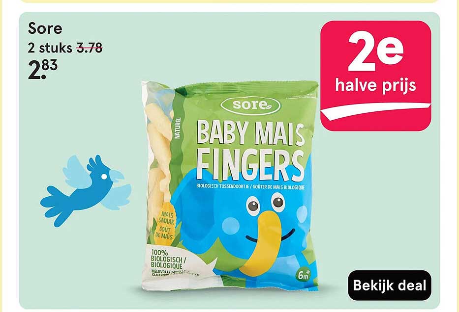 Sore Baby Maïs Fingers 2e halve prijs