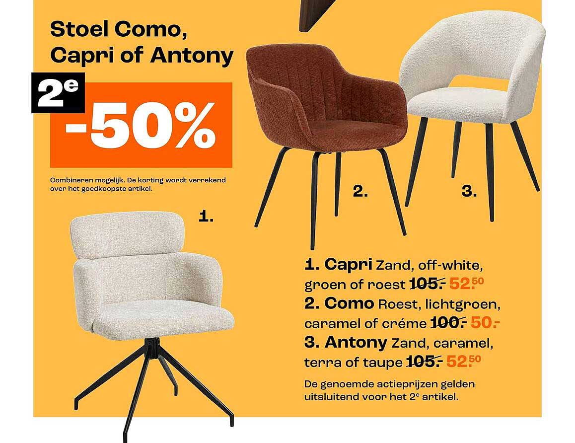 Stoel Como, Capri of Antony 2e -50%