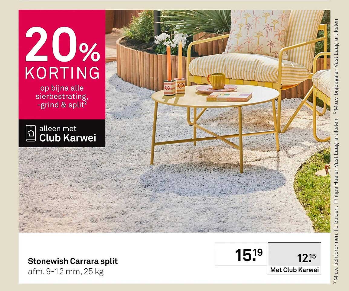 Stonewish Carrara split 20% KORTING