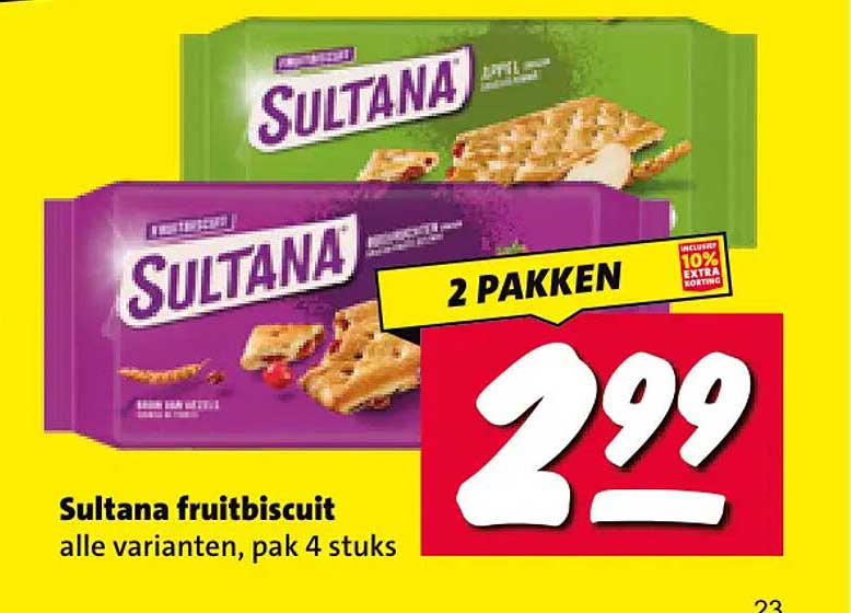 Sultana fruitbiscuit alle varianten, pak 4 stuks 2 pakken