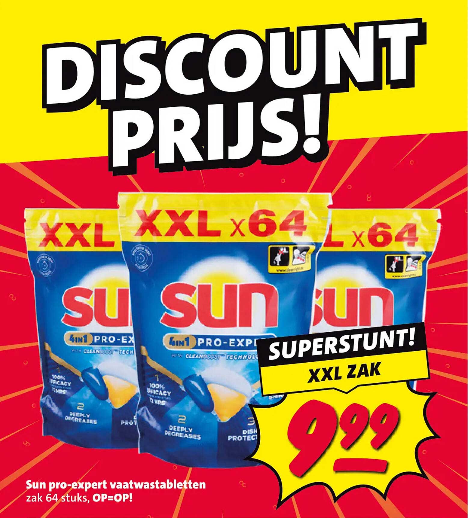 Sun pro-expert vaatwastabletten zak 64 stuks, OP=OP! SUPERSTUNT! XXL ZAK