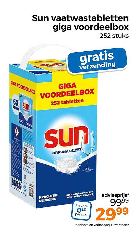 Sun vaatwastabletten giga voordeelbox 252 stuks gratis verzending
