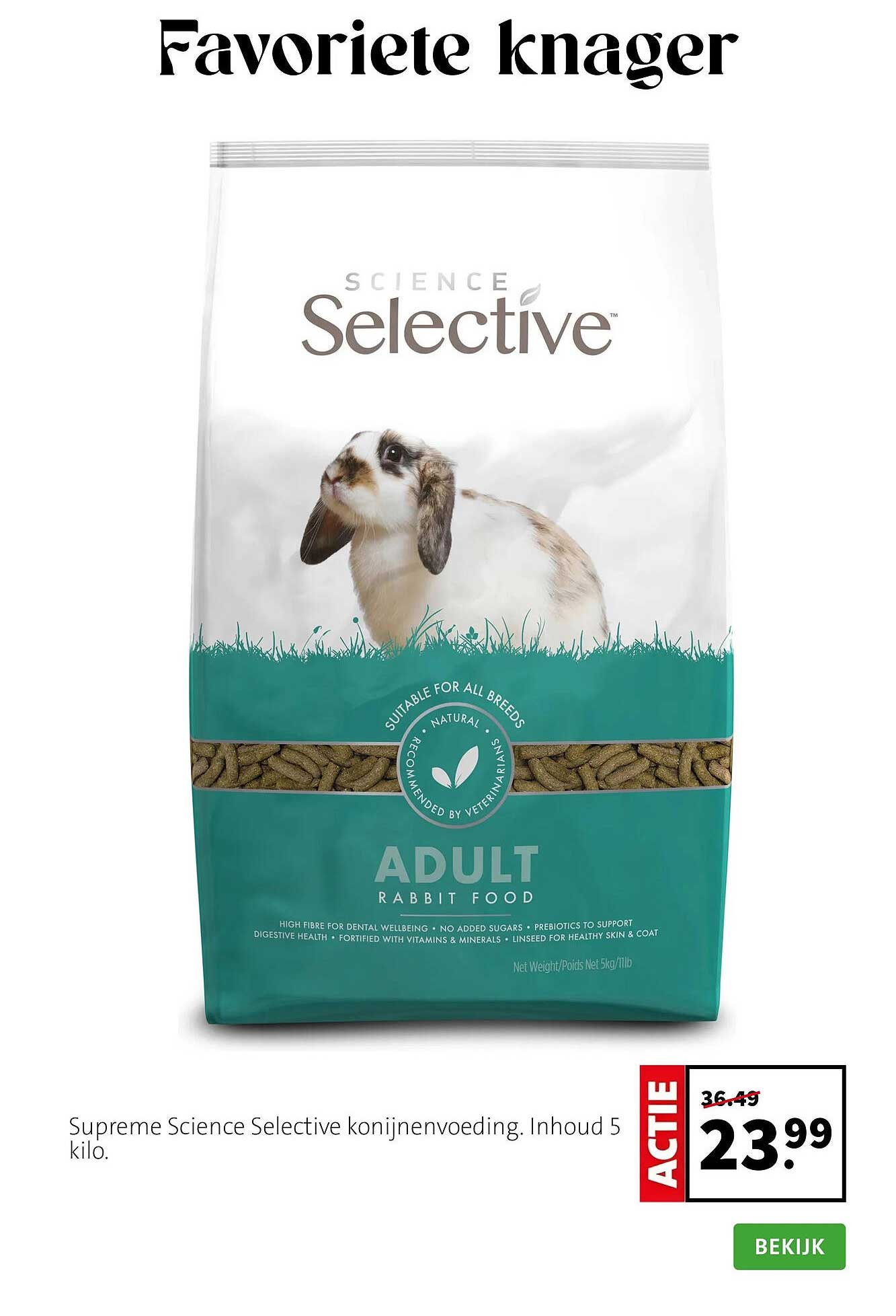Supreme Science Selective konijnenvoeding. Inhoud 5 kilo.