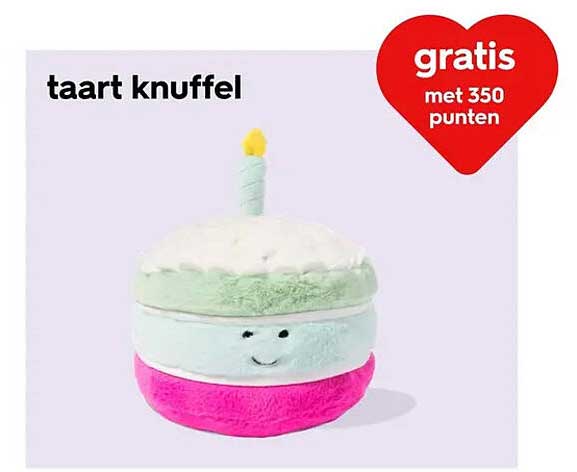 taart knuffel gratis met 350 punten