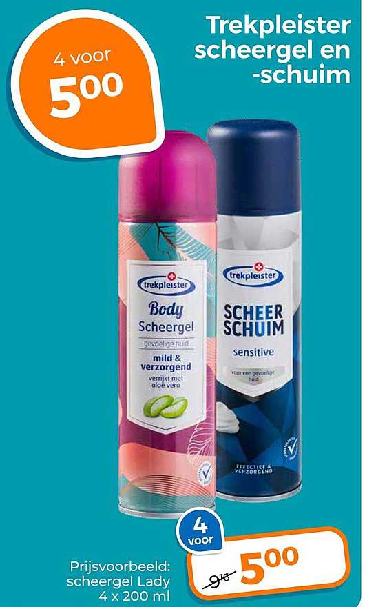 Trekpleister scheergel en -schuim 4 voor 500