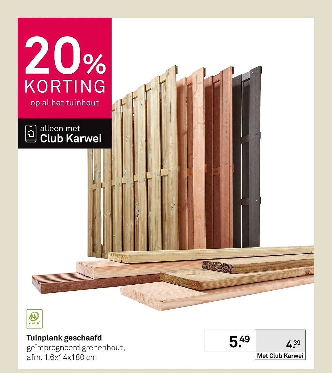 Tuinplank geschaafd geimpregneerd grenenhout, afm. 1.6x14x180 cm