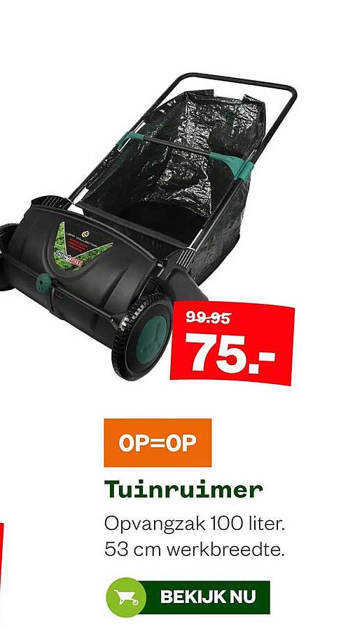 Tuinruimer Opvangzak 100 liter. 53 cm werkbreedte. OP=OP