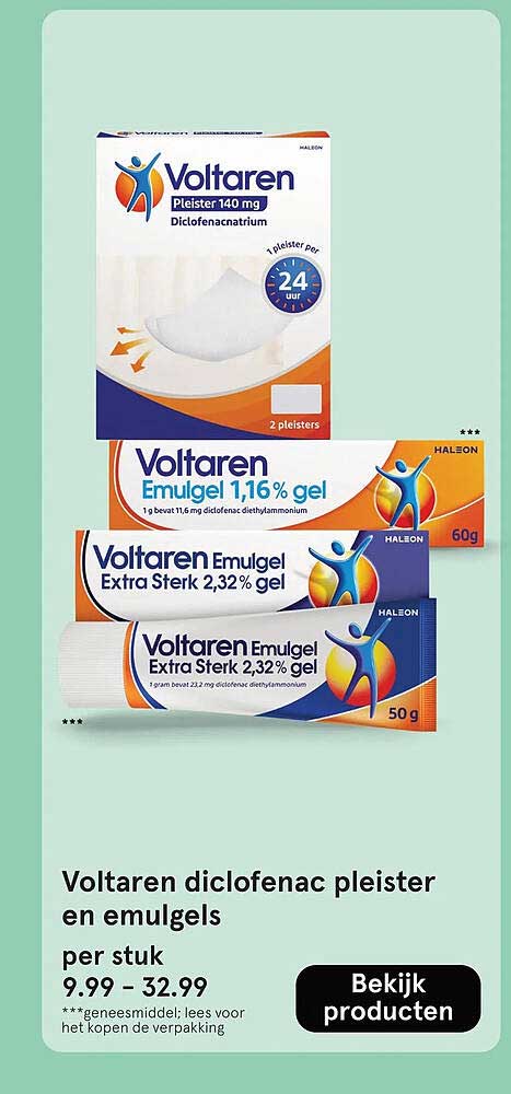 Voltaren diclofenac pleister en emulgels per stuk