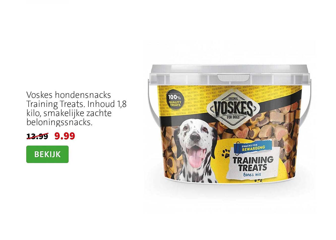 Voskes hondensnacks Training Treats. Inhoud 1,8 kilo, smakelijke zachte beloningssnacks.
