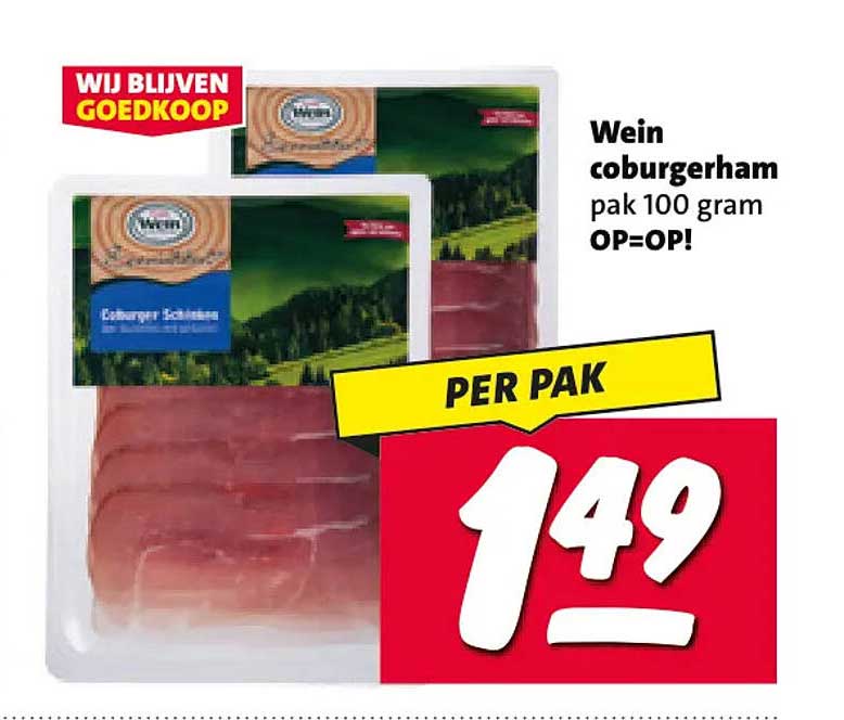 Wein coburgerham pak 100 gram OP=OP! PER PAK