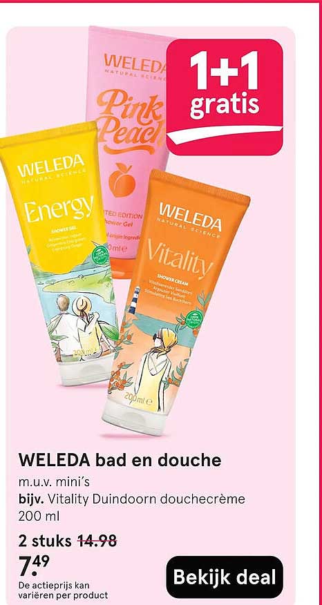 WELEDA bad en douche 1+1 gratis