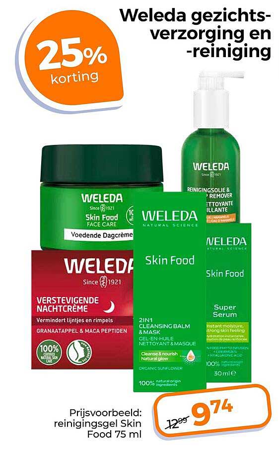Weleda gezichtsverzorging en -reiniging 25% korting