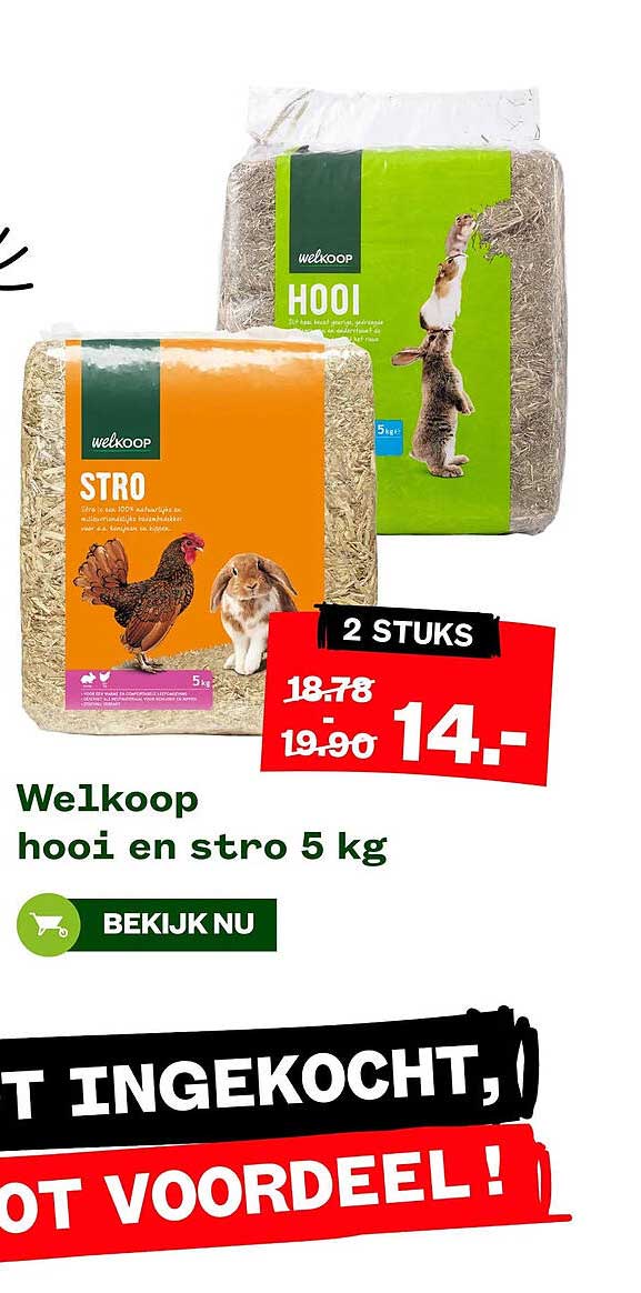 Welkoop hooi en stro 5 kg 2 STUKS