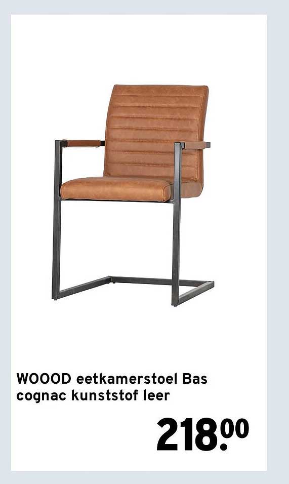WOOOD eetkamerstoel Bas cognac kunststof leer