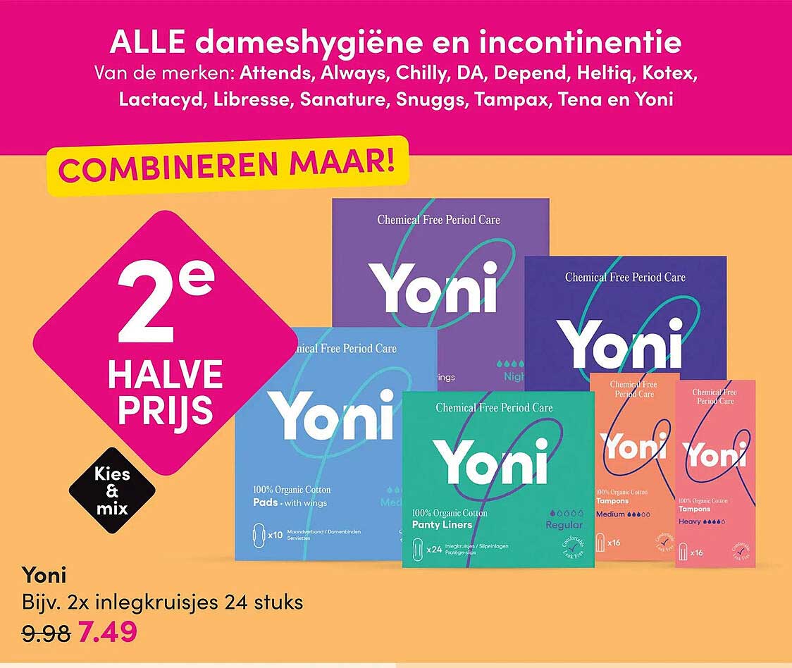 Yoni Bijv. 2x inlegkruisjes 24 stuks 2e halve prijs