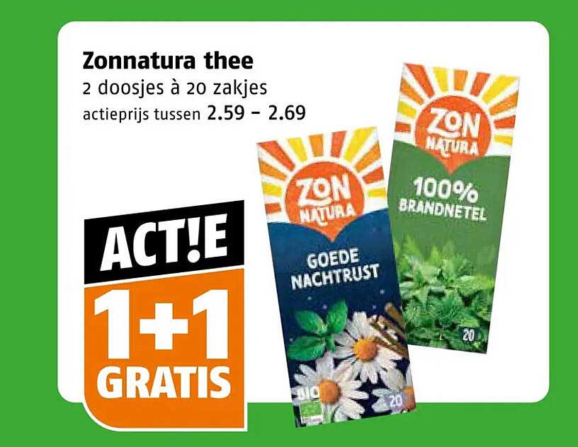 Zonnatura thee 2 doosjes à 20 zakjes 1+1 gratis