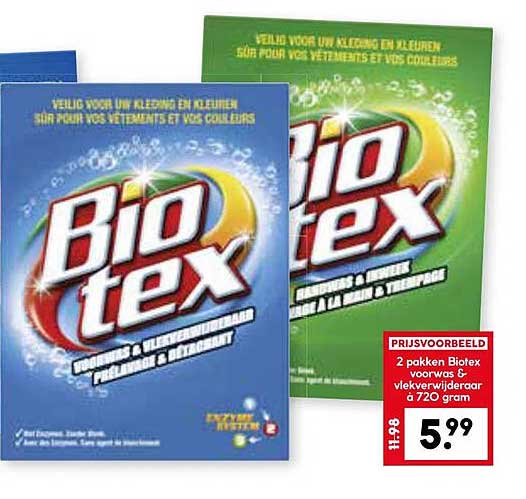 2 pakken Biotex voorwas & vlekverwijderaar 720 gram