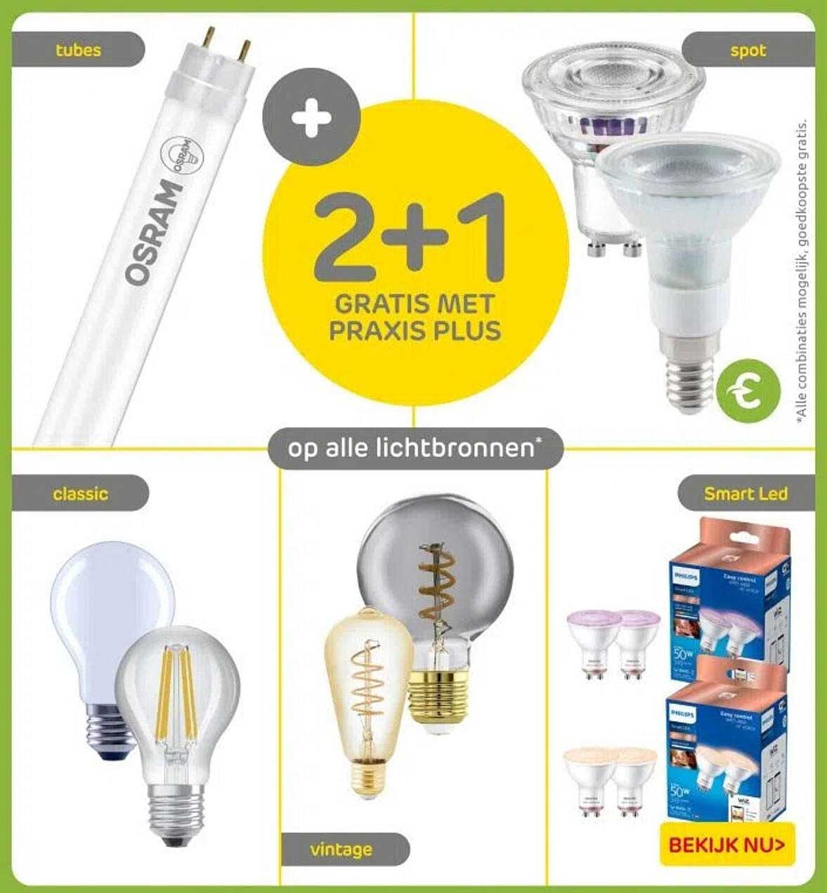 2+1 GRATIS met Praxis Plus op alle lichtbronnen