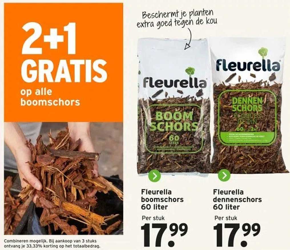 2+1 GRATIS op alle boomschors