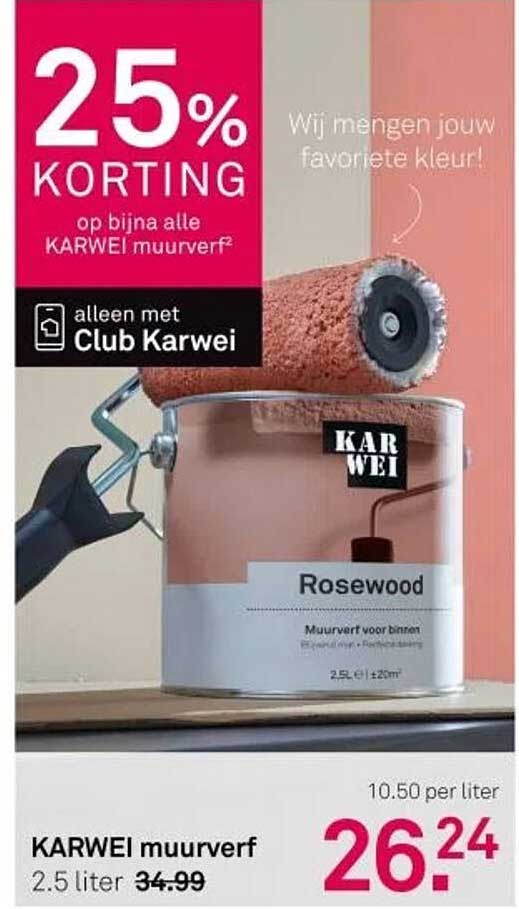 25% KORTING op bijna alle KARWEI muurverf