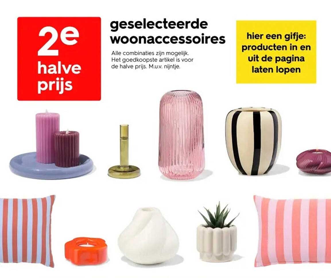 2e halve prijs geselecteerde woonaccessoires