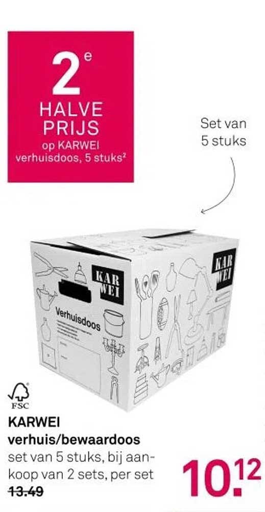 2e HALVE PRIJS op KARWEI verhuisdoos, 5 stuks