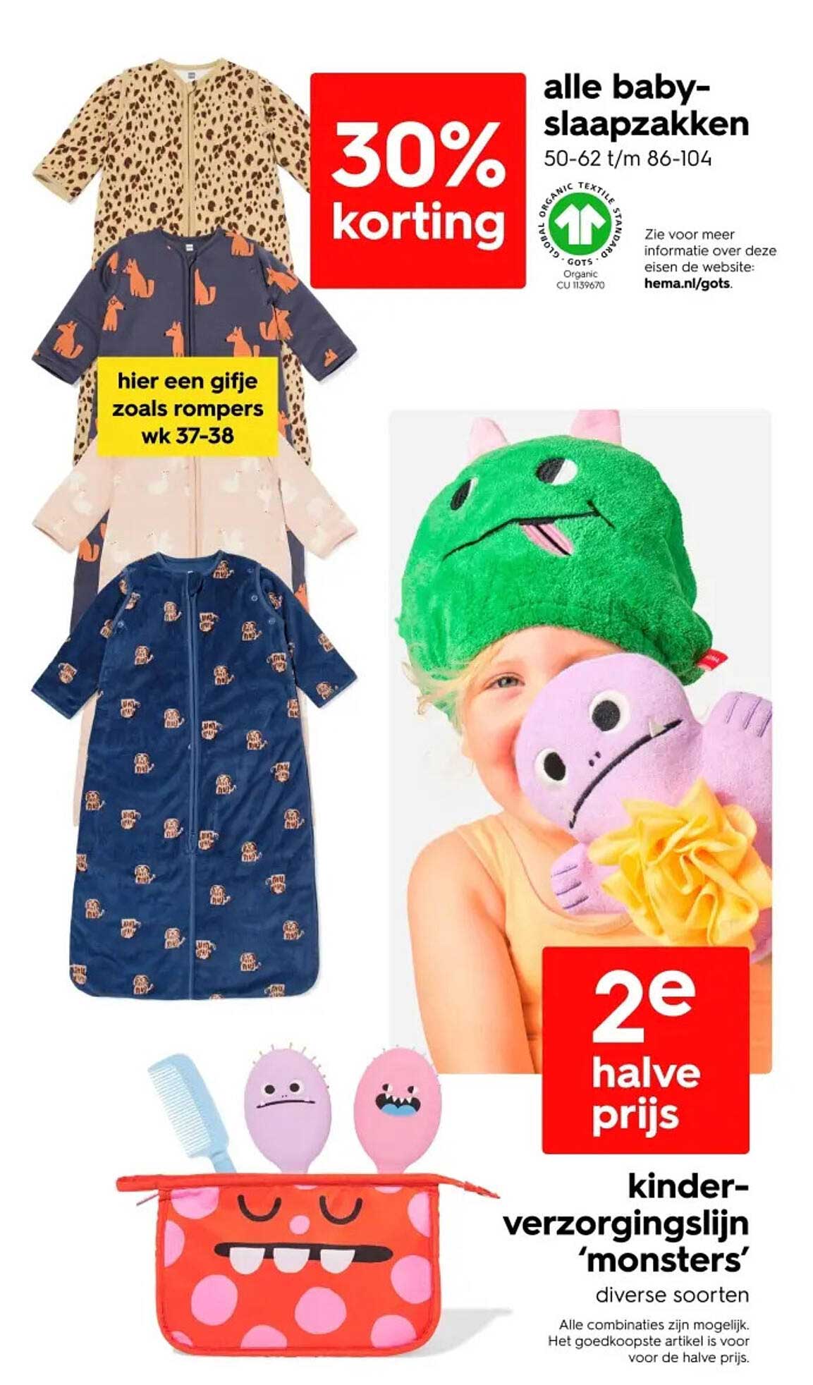 30% korting op alle baby-slaapzakken 50-62 t/m 86-104
