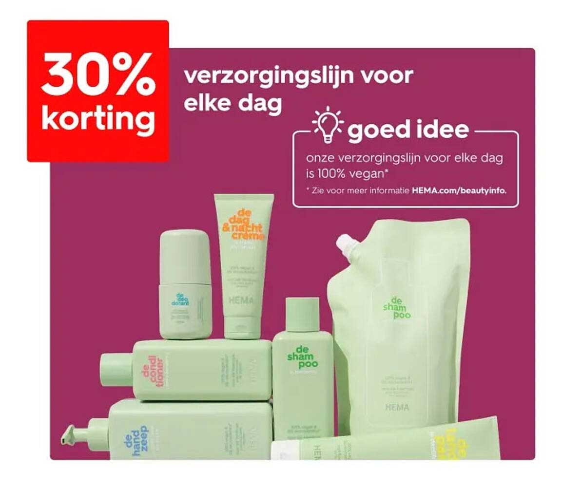 30% korting op de verzorgingslijn voor elke dag