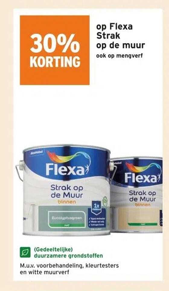 30% KORTING op Flexa Strak op de muur ook op mengverf