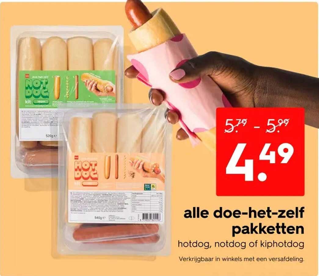 alle doe-het-zelf pakketten hotdog, notdog of kiphotdog