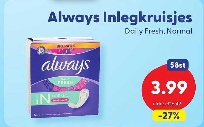 Always Inlegkruisjes Daily Fresh, Normal