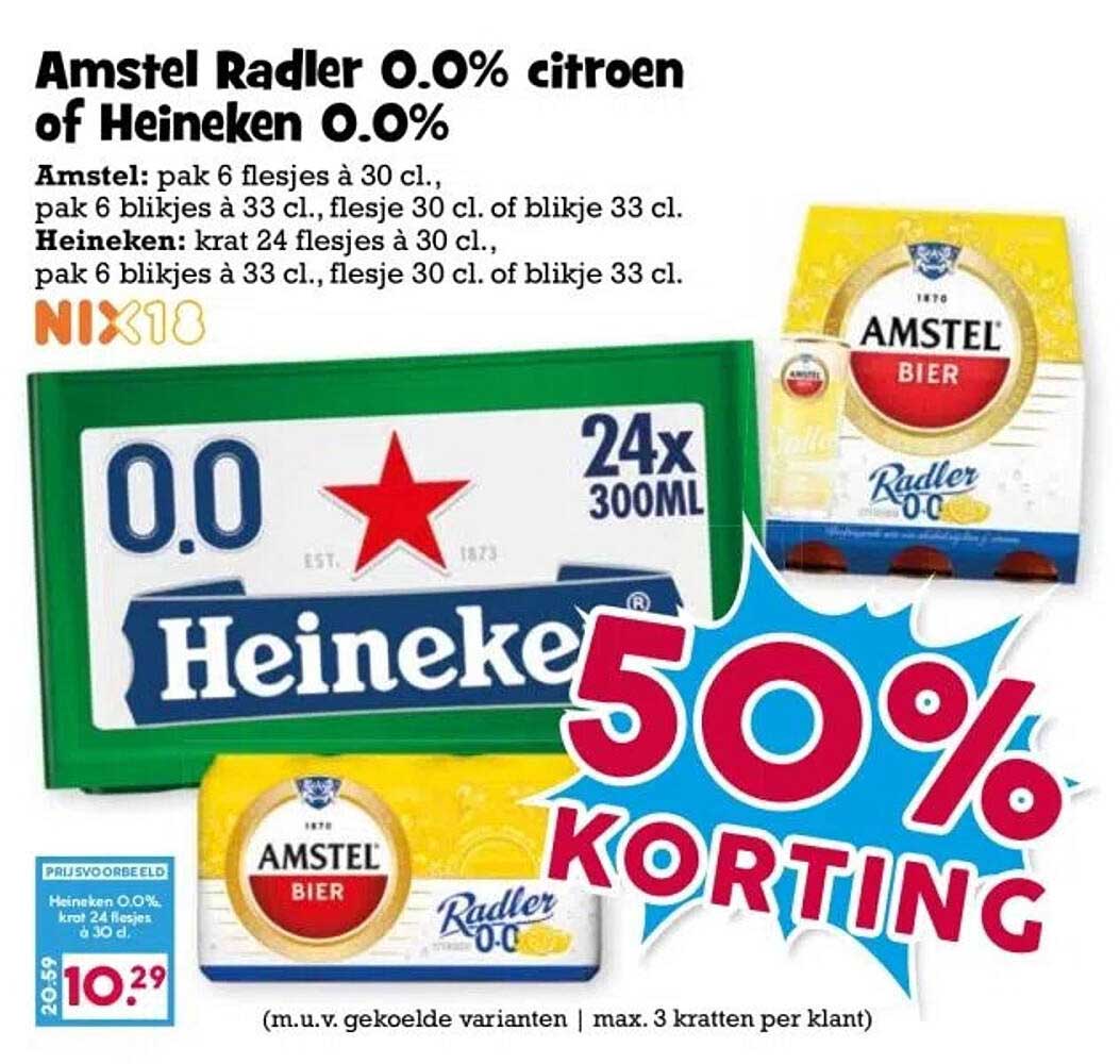 Amstel Radler 0.0% citroen of Heineken 0.0%
