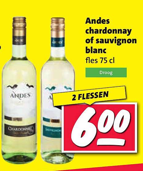 Andes chardonnay of sauvignon blanc fles 75 cl