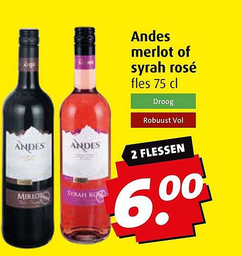 Andes merlot of syrah rosé fles 75 cl