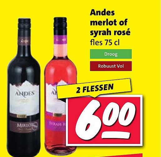 Andes merlot of syrah rosé fles 75 cl