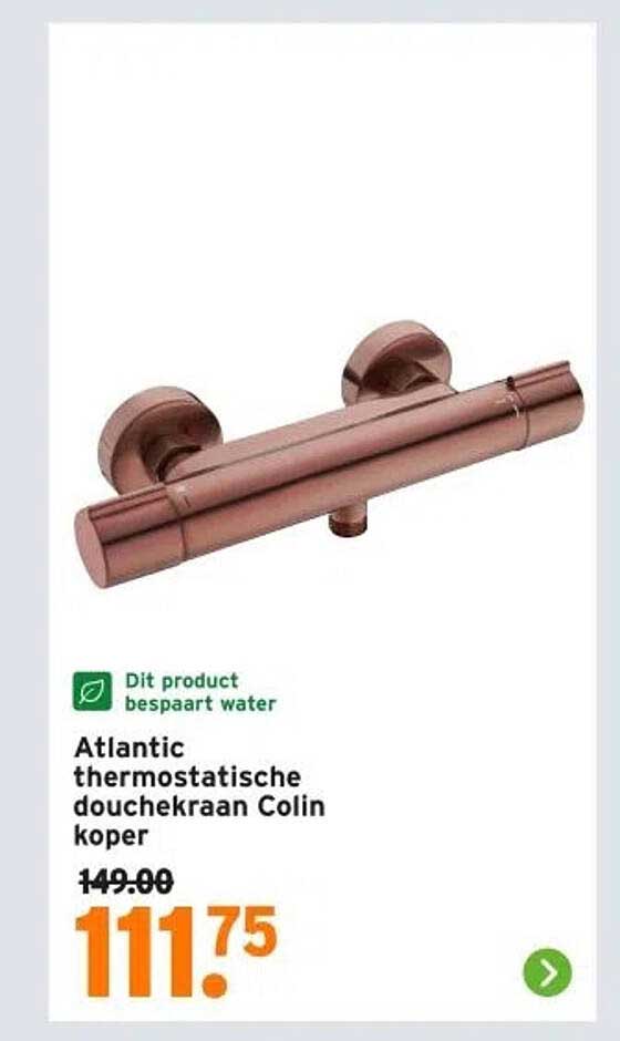 Atlantic thermostatische douchesensor kraan Colin koper