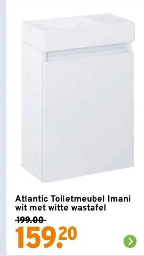 Atlantic Toiletmeubel Imani wit met witte wastafel