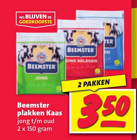 Beemster plakken Kaas jong t/m oud 2 x 150 gram