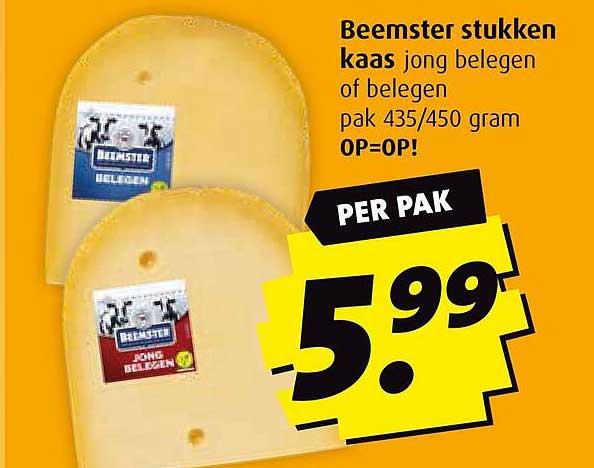 Beemster stukken kaas jong belegen of belegen pak 435/450 gram