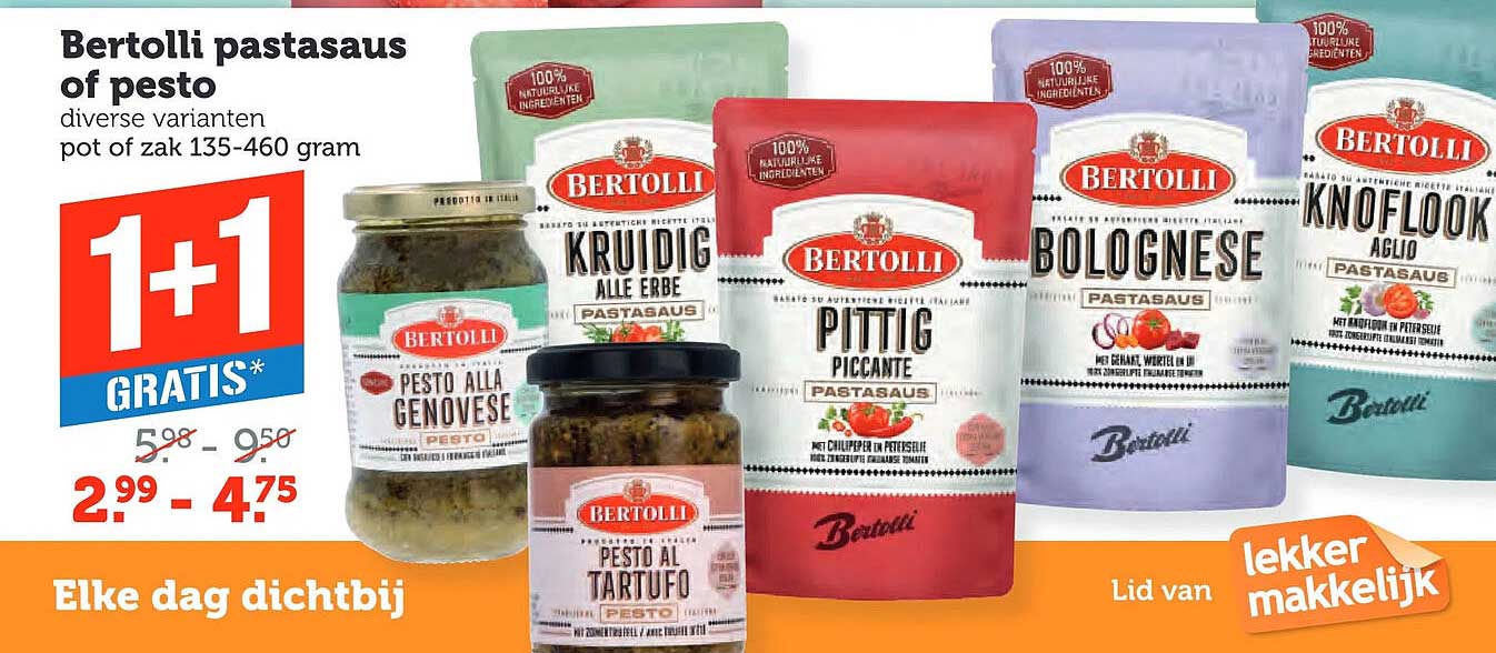 Bertolli pastasaus of pesto