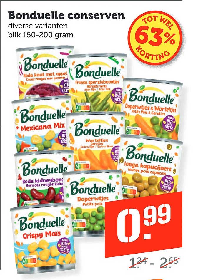 Bonduelle conserven diverse varianten blik 150-200 gram