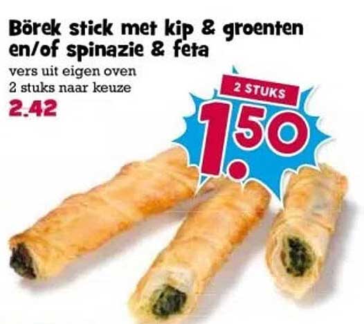 Börek stick met kip & groenten en/of spinazie & feta