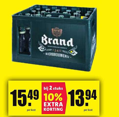Brand Bier 2 Kratten voor 13,94 per krat