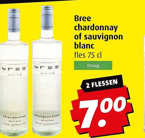 Bree chardonnay of sauvignon blanc fles 75 cl