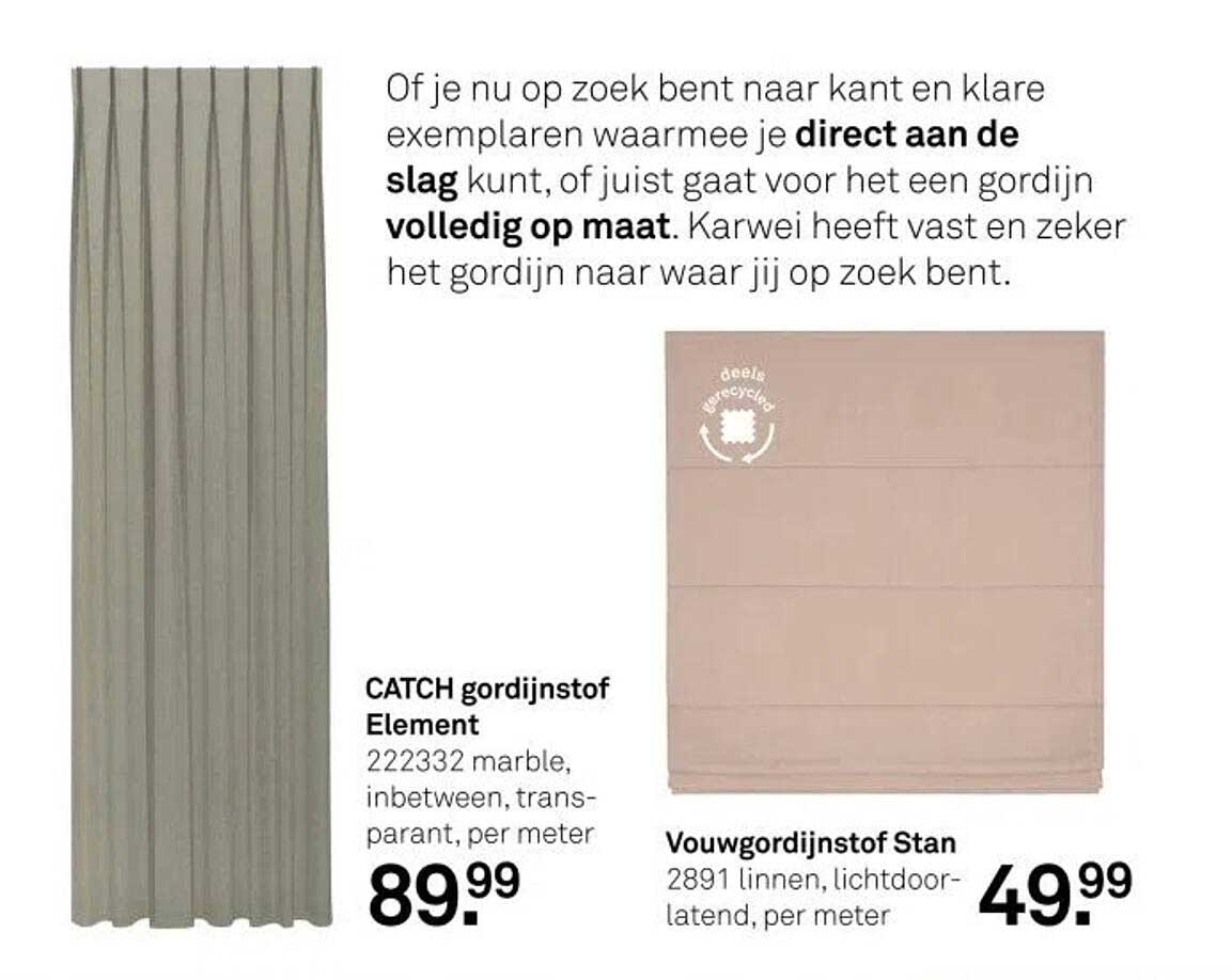 CATCH gordijnstof Element en Vouwgordijnstof Stan
