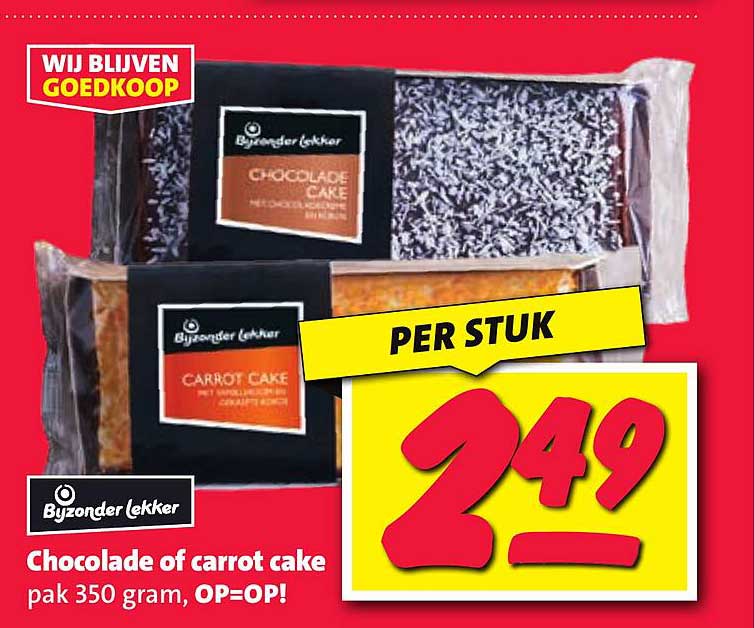 Chocolade of carrot cake pak 350 gram, OP=OP!