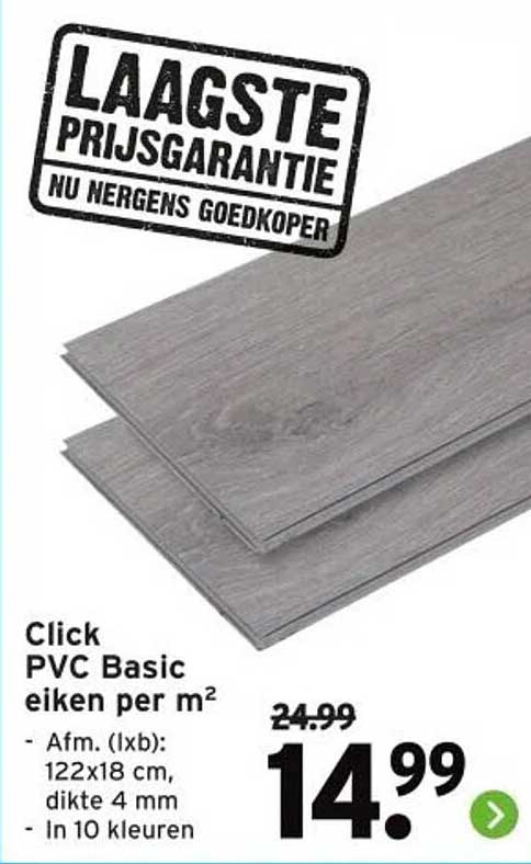 Click PVC Basic eiken per m²